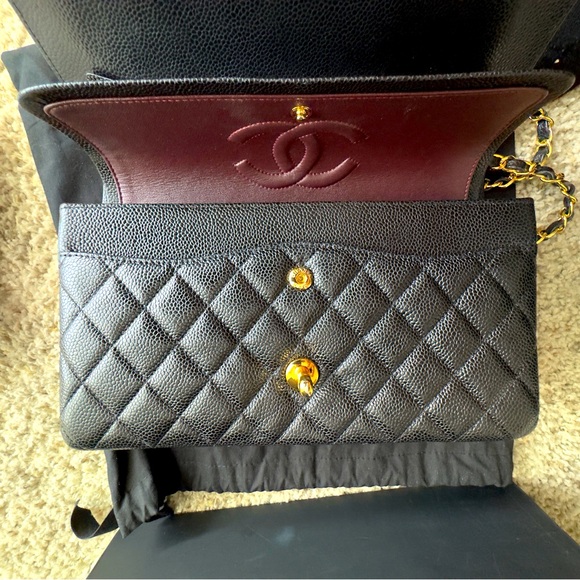 Chanel Black and Gold Quilted Clutch - Picture 1 of 16
